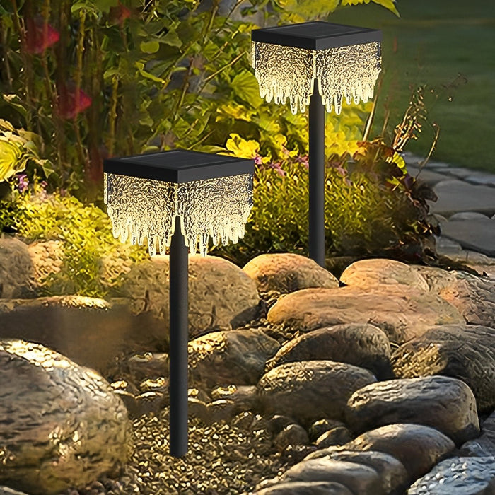 Solar Square Waterfall Landscape Light, Dusk to Dawn LED, IP65 Waterproof for Lawn/Pathway/Patio