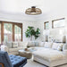 27.4 in. 5-Blade Flush Mount Ceiling Fan with LED Light Remote Rattan Shade-ErisView