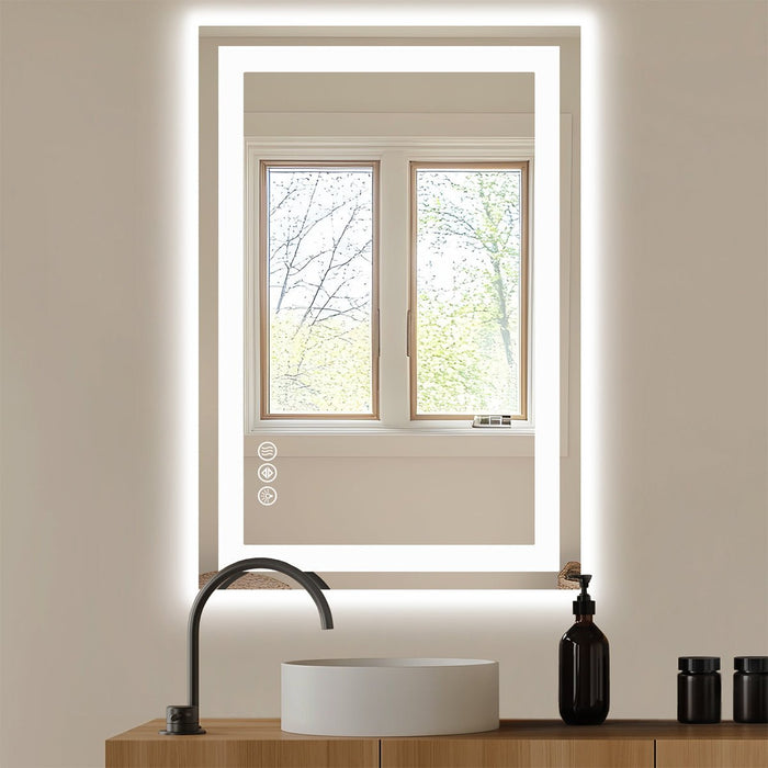 Anti-fog LED Bathroom Mirror, Dual Light, 3 Color Modes, Dimmable, Tempered Glass Vanity/Wall
