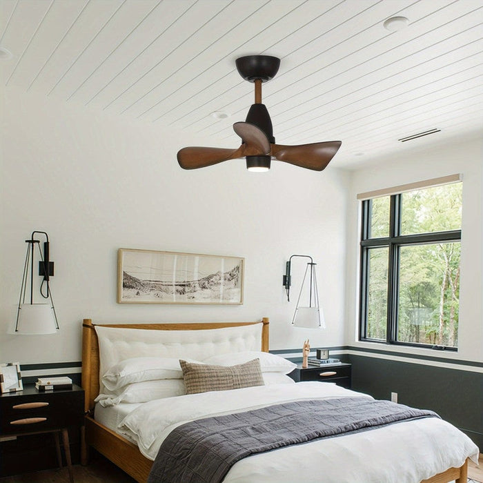 28 in. Black LED Ceiling Fan with Light Remote Control, Farmhouse 3-Blade LED Ceiling Fan-ErisView