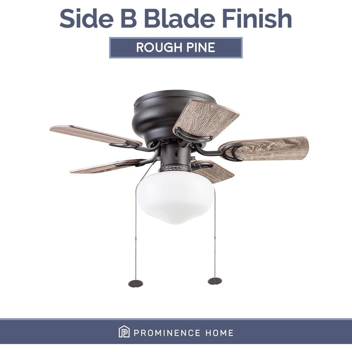 28 in. Bronze Traditional Flush Mount LED Ceiling Fan with Light, Indoor Ceiling Fan with Pull Chain, Reversible Motor-5-ErisView