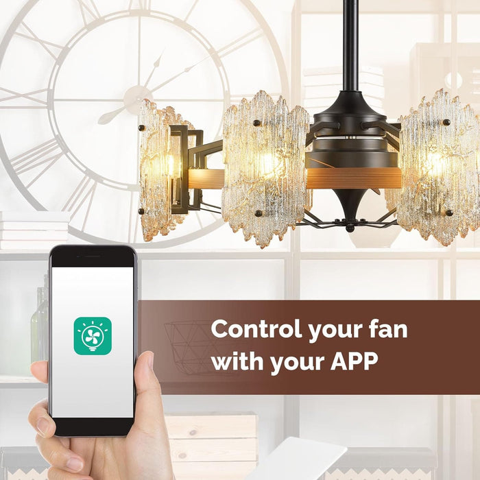 28 in. Caged Ceiling Fan with Light, Retro Ceiling Fan Light Fixture-4-ErisView