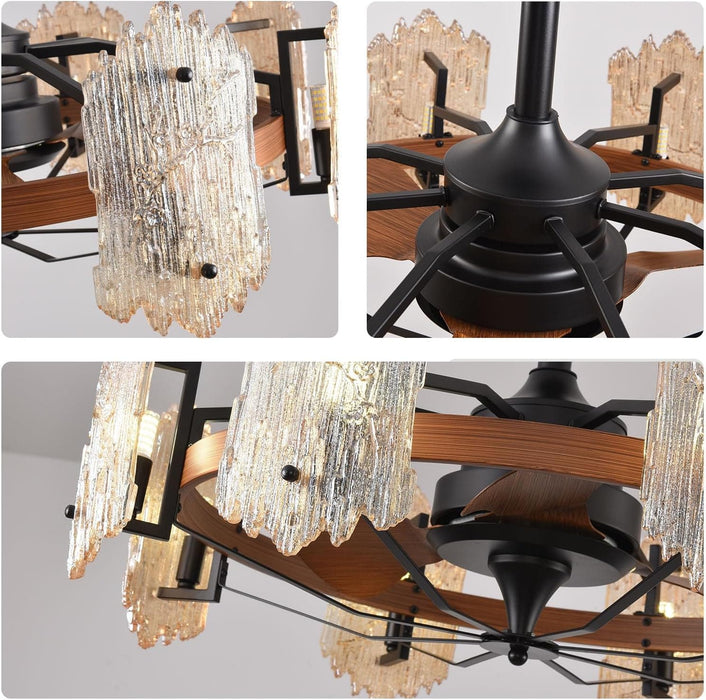 28 in. Caged Ceiling Fan with Light, Retro Ceiling Fan Light Fixture-6-ErisView