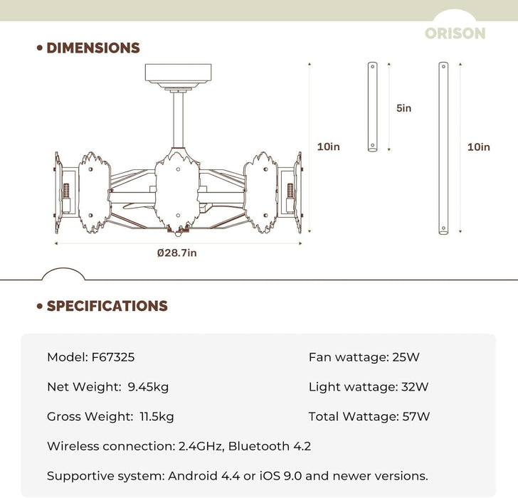 28 in. Caged Ceiling Fan with Light, Retro Ceiling Fan Light Fixture-7-ErisView