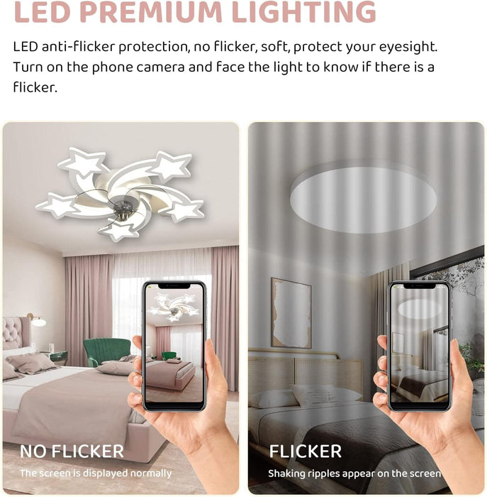 28 in. Kids Bedroom Ceiling Fans with Lights, Flush Mount Remote Control Fan, White Modern Ceiling Fan for Bedroom Ceiling Fans Living Dining Room-8-ErisView