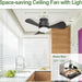 28 in. Small Low Profile Flush Mount Ceiling Fan with Remote, Black Ceiling Fan with Light, Reversible Quiet Ceiling Fans for Bedroom Kitchen Living Room-3-ErisView