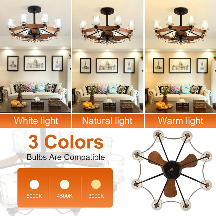 29 in. Farmhouse Ceiling Fan with Lights and Remote, Crystal Chandelier Ceiling Fan, Cabin Ceiling Fans for Living Room Bedroom Hallway Dining Room-3-ErisView