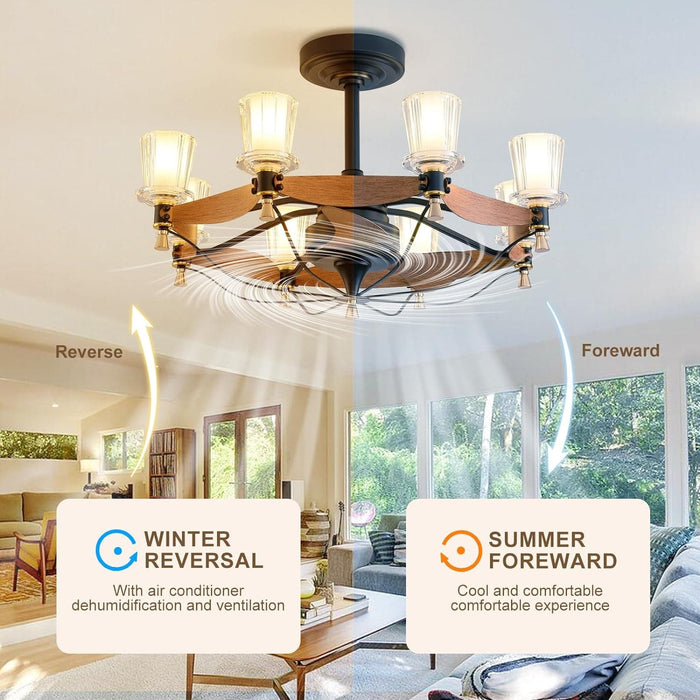 29 in. Farmhouse Ceiling Fan with Lights and Remote, Crystal Chandelier Ceiling Fan, Cabin Ceiling Fans for Living Room Bedroom Hallway Dining Room-4-ErisView