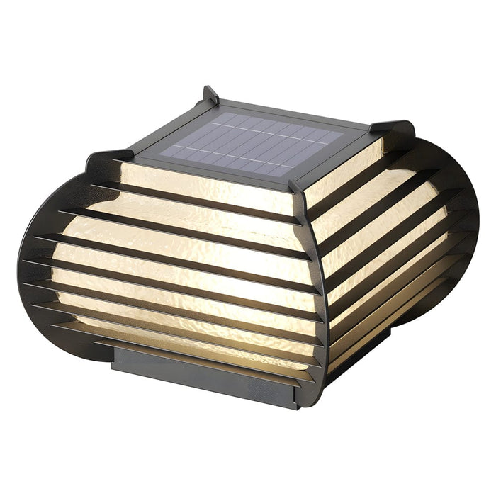 Square Lantern Waterproof LED Black Modern Solar Fence Post Lights