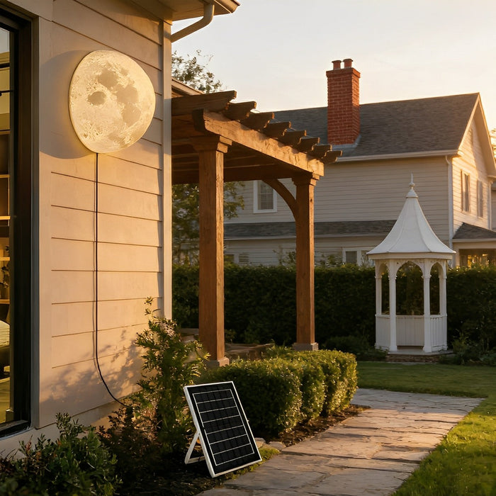 Solar Half Moon LED Wall Sconce, Waterproof IP65, Resin Housing, Dusk to Dawn, Patio/Porch/Garden