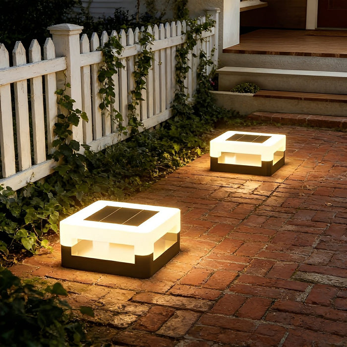 Solar Powered, Waterproof IP65, Modern Square LED Outdoor Post Light for Garden/Yard/Patio, Dusk to Dawn Sensor