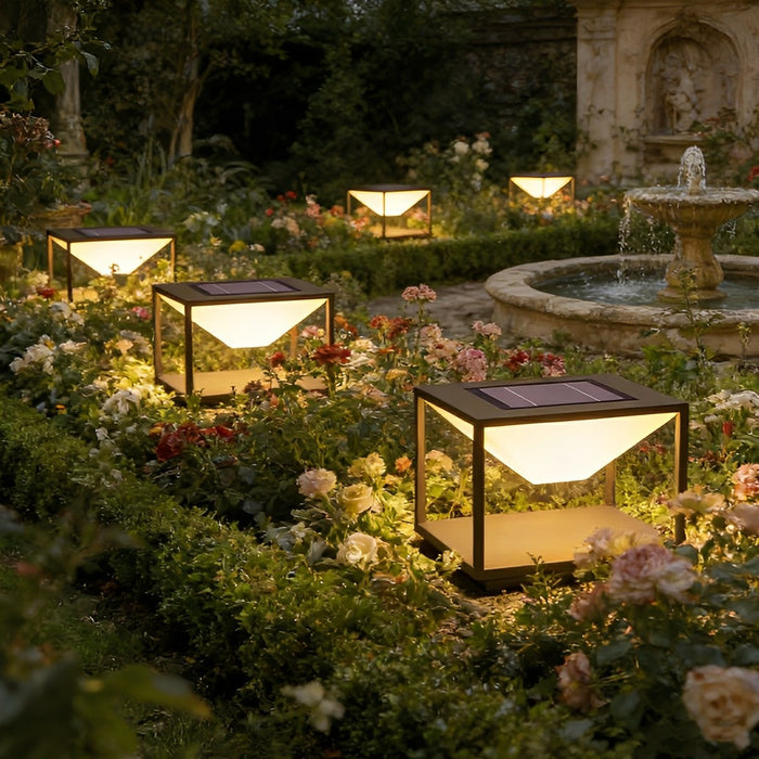 Outdoor Post Lights - Modern Waterproof Solar Square Mountain LED for Garden, Patio, Pathway