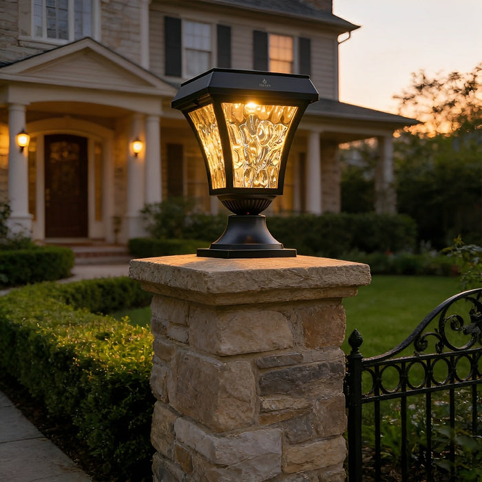 Solar Waterproof Water Wave Lampshade LED Outdoor Post Light - Garden Pathway Driveway Driveway Lighting, Decorative Landscape Lamp
