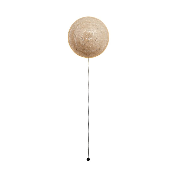 Round Natural Texture Stone Japanese Style Wall Lamp with Pull Switch