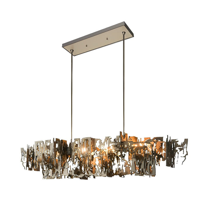 Long Creative Hollow Hardware LED Post-Modern Dining Room Chandelier