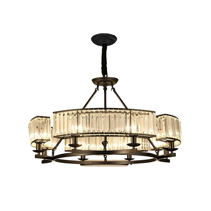 Round Metal Three Step Dimming Modern Rustic Crystal Chandelier Light