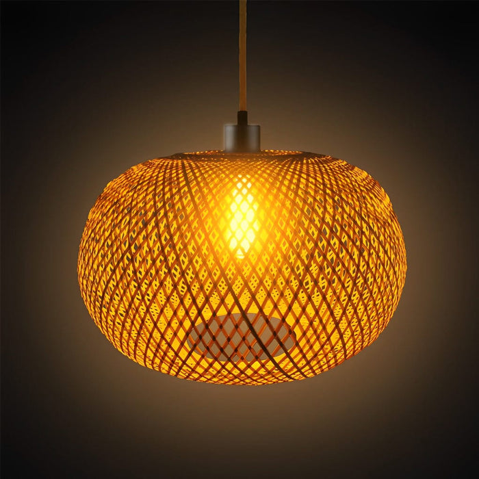 Round Creative Handmade Bamboo Rattan Modern Chandelier Pendant Lights