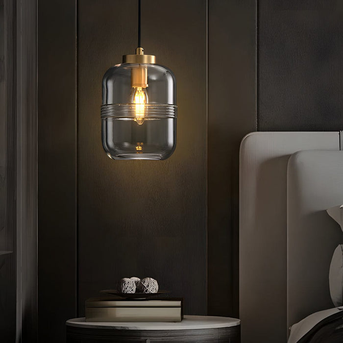 Simple Semi-Threaded Glass Three Step Dimming Copper Modern Pendant Lights