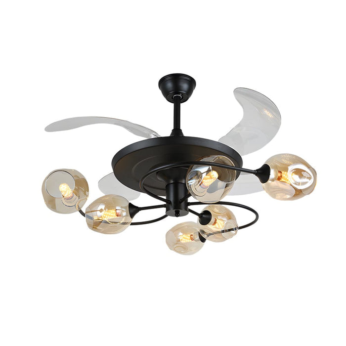 41-in 4 Blades Ceiling Fan Lights with 6/8-Light Glass Shades. Remote Control
