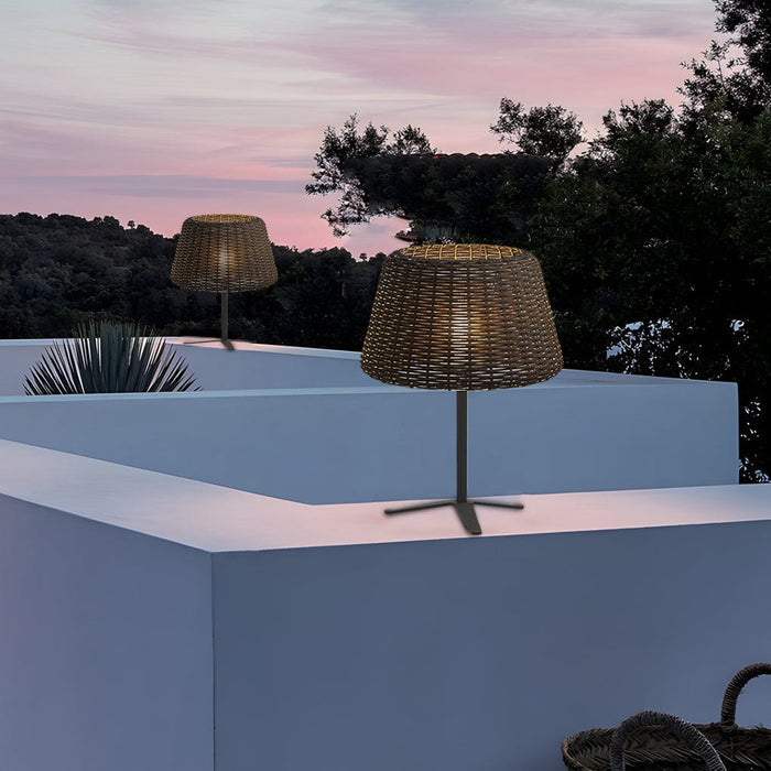 Outdoor Ralph 13.77'' Table Lamp with Wicker Rattan Shade