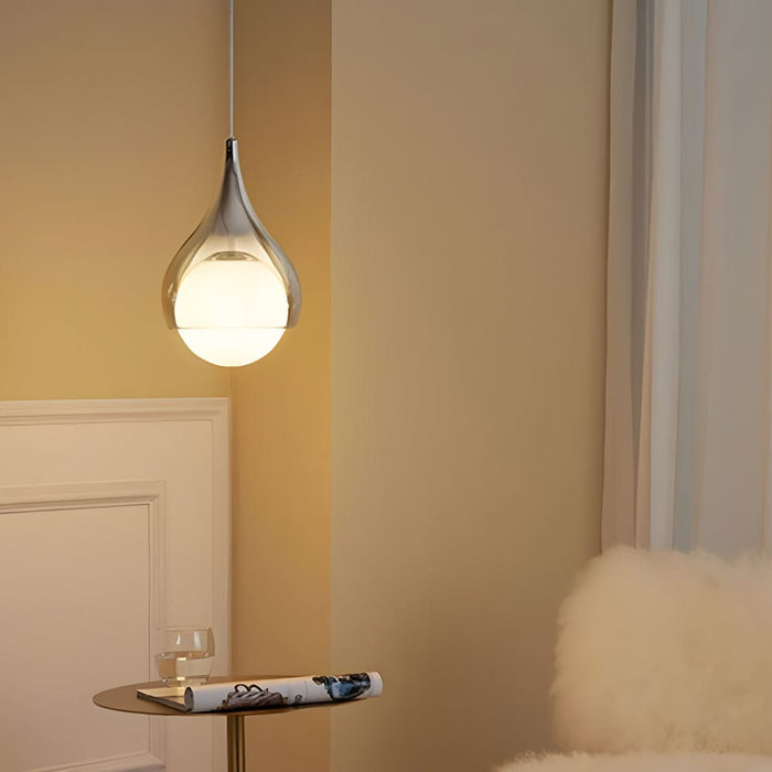 Modern 1-Light Teardrop Droplet Glass Pendant Light. Adjustable Height