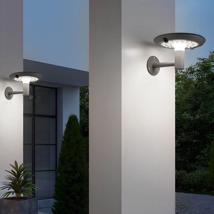 Modern Mushroom LED Solar Wall Light with Dual Motion Sensors - Gray