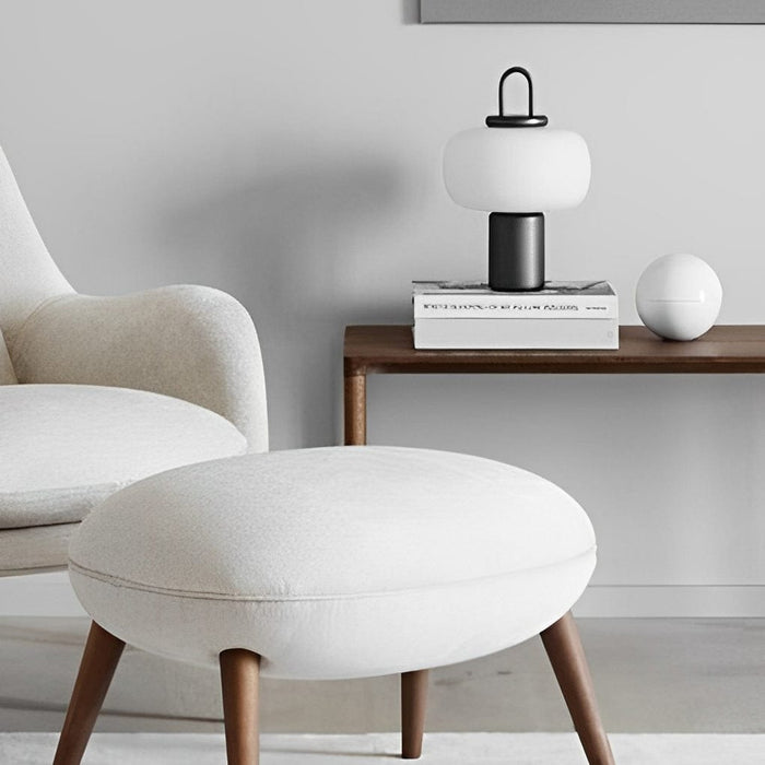 Modern Milk Glass UNA Orb Opal Table Lamp With Loop Handle Portable Luminaire