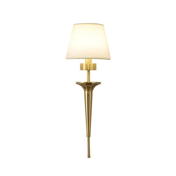 25.98-In H. Gold/Black Copper 1-Light American Wall Sconce with Fabric Shade