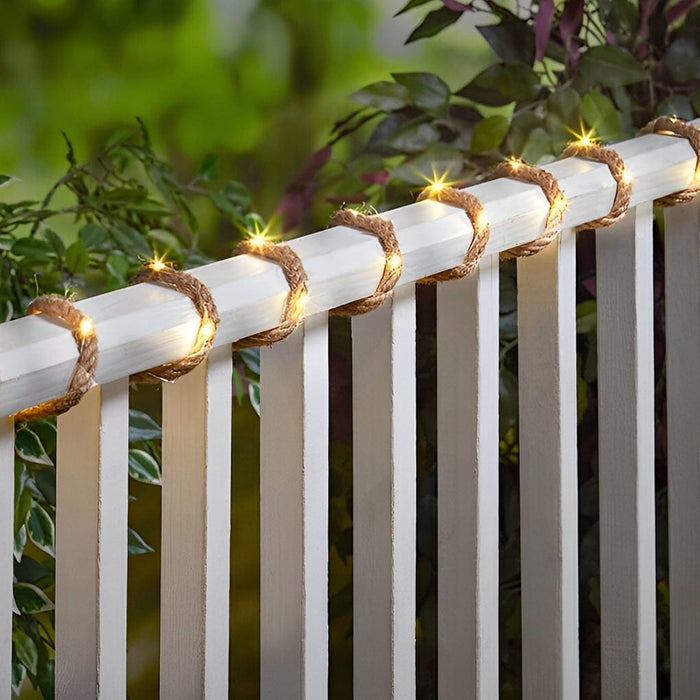 100/200 Lights Hemp Rope Decor Battery-Operated Solar LED String Lights
