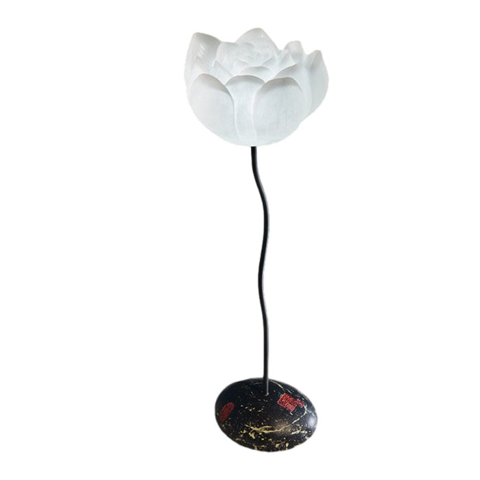 Iron Retro Multiple Sizes Lotus Flower Floor Lamp With Resin Base LED Standing Lamp