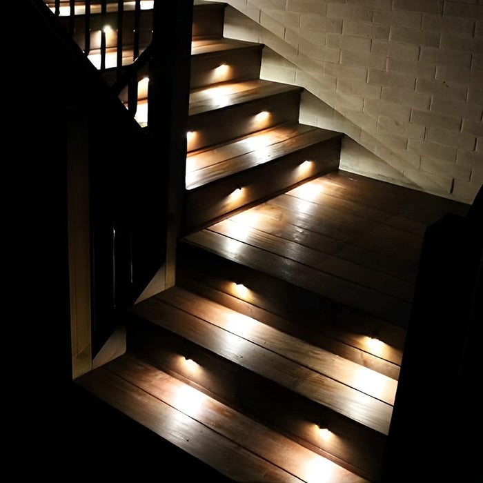 Round Waterproof LED Low Voltage 12-36V Black Modern Step Lights Sconces