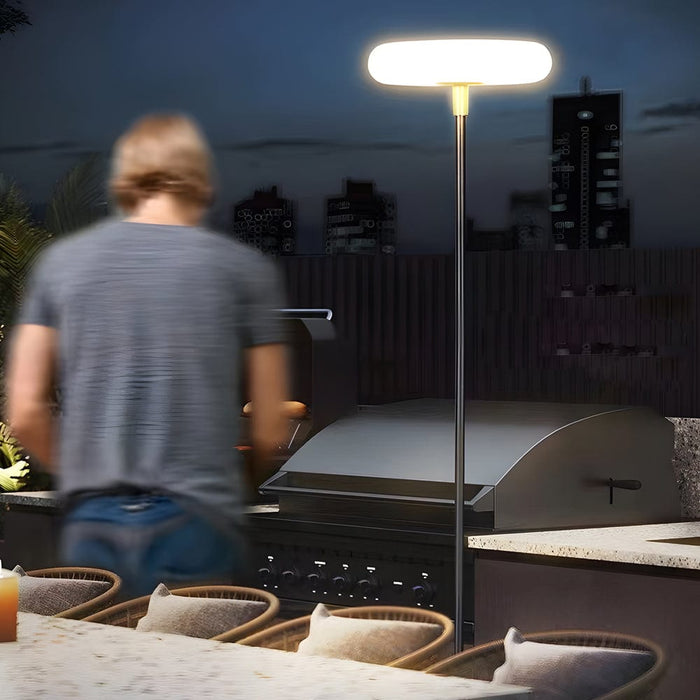 Modern Steel Strip Solar/USB Outdoor Floor Lamp: 68'' Waterproof LED Standing Light