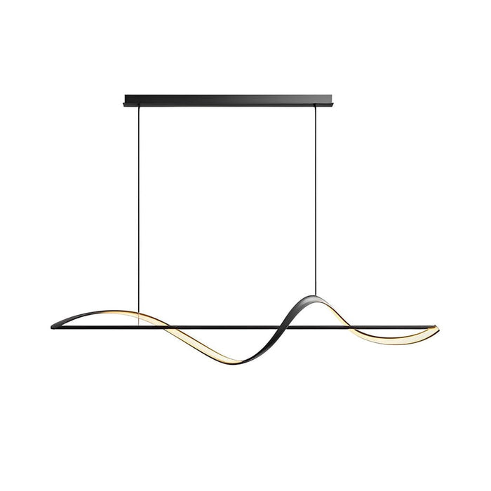 Minimalist Strip Waves Creative LED Copper Modern Dining Room Chandelier