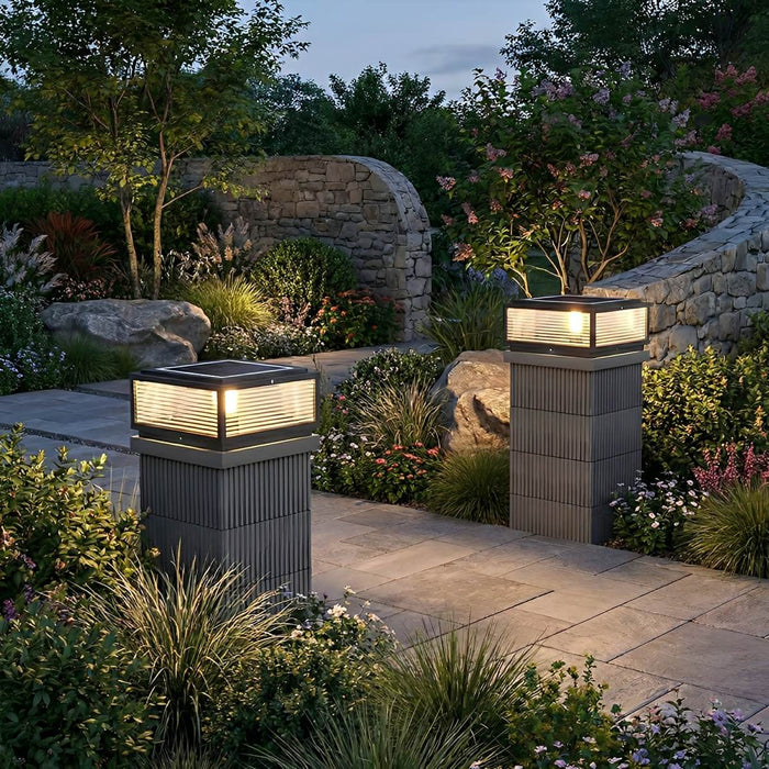 Solar Dusk to Dawn, Waterproof Modern Square LED Post Light for Fence/Pillar/Deck/Patio/Yard