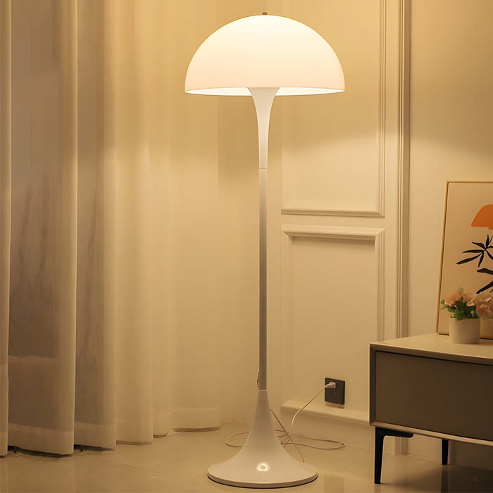 Iron White Mushroom Dome Floor Lamp With Arcylic Shade Half-sphere Dimming Standing Lamp