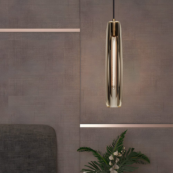 Long Glass Crystal Tungsten Filament LED Bulb Post-Modern Pendant Lights