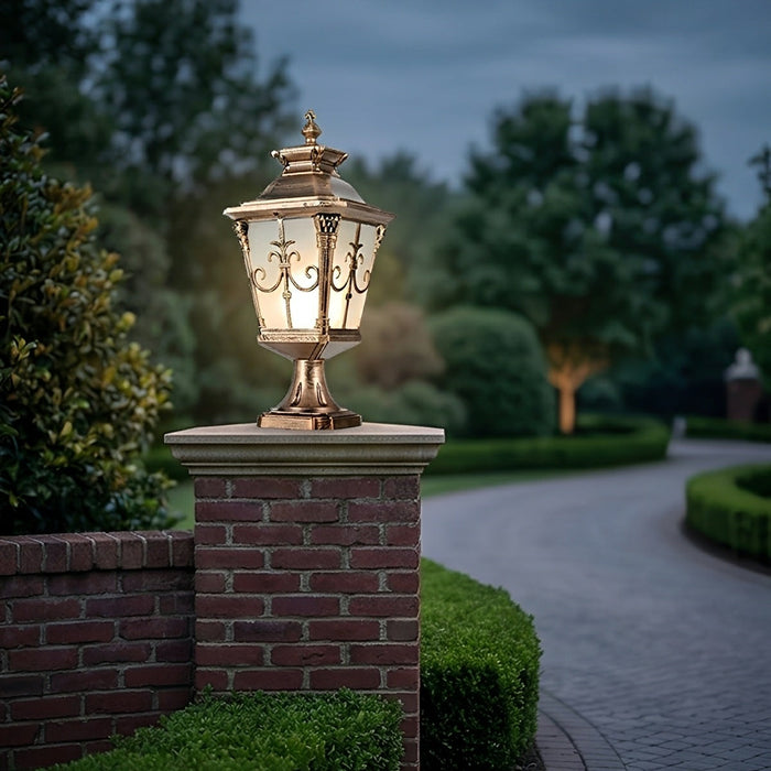 Retro Pattern Solar Fence Post Light - Outdoor LED Deck and Patio Accent Lighting