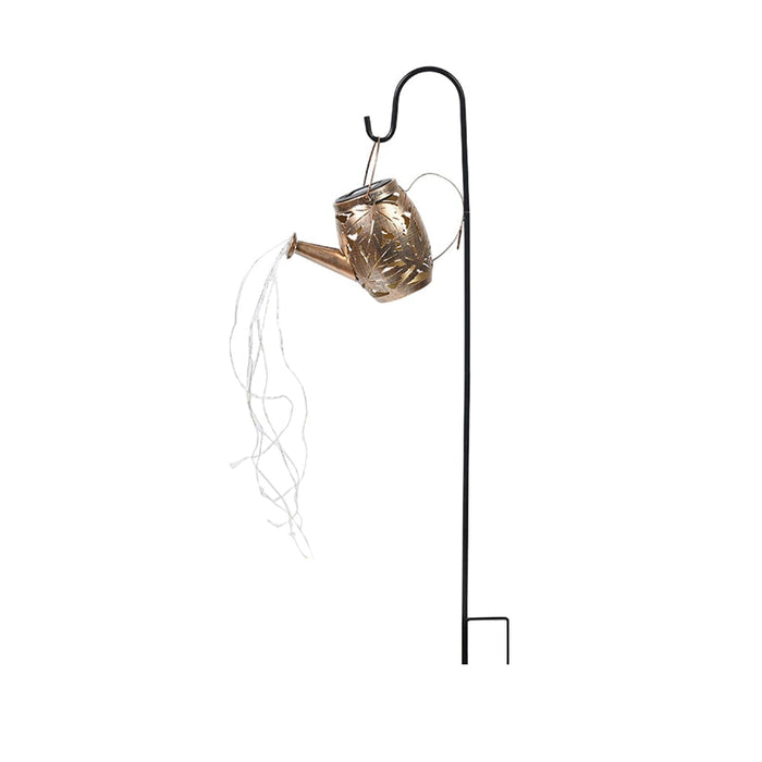 Metal Kettle Shower Watering Can LED String Waterproof Hanging Solar Lanterns