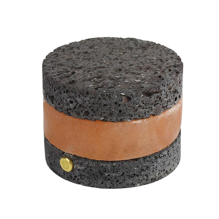 Round Square Rechargeable Volcanic Rock Himalayan Salt Table Lamp Mini LED Night Light