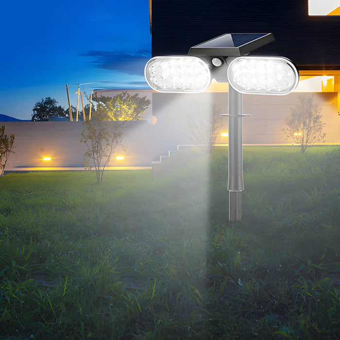 2 - Head Modern Black Solar LED Spotlight with Motion Sensor. Rotatable