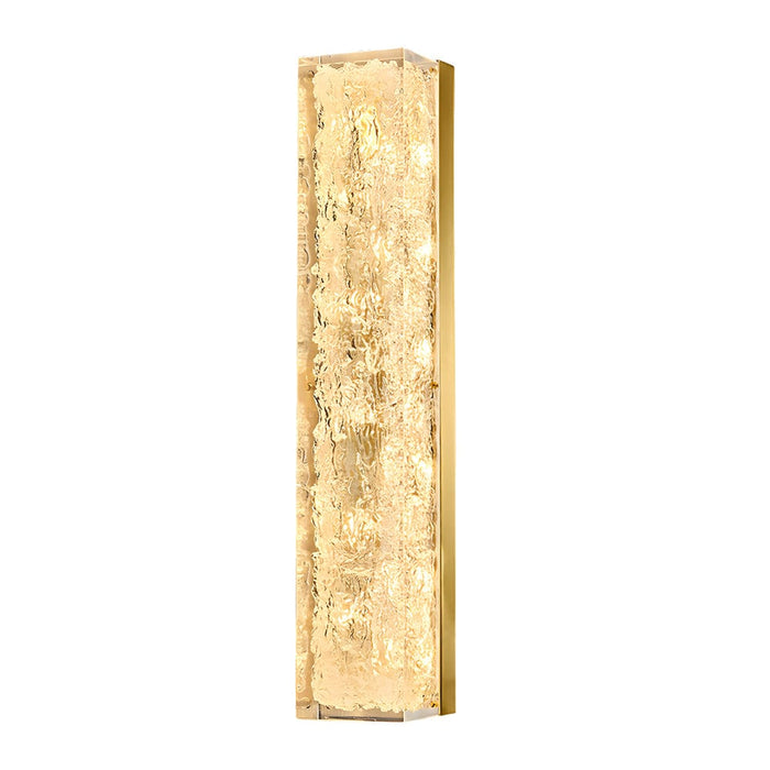 Modern Brass 1-Light LED Wall Sconces Rectangle Wall Light in Ice Resin