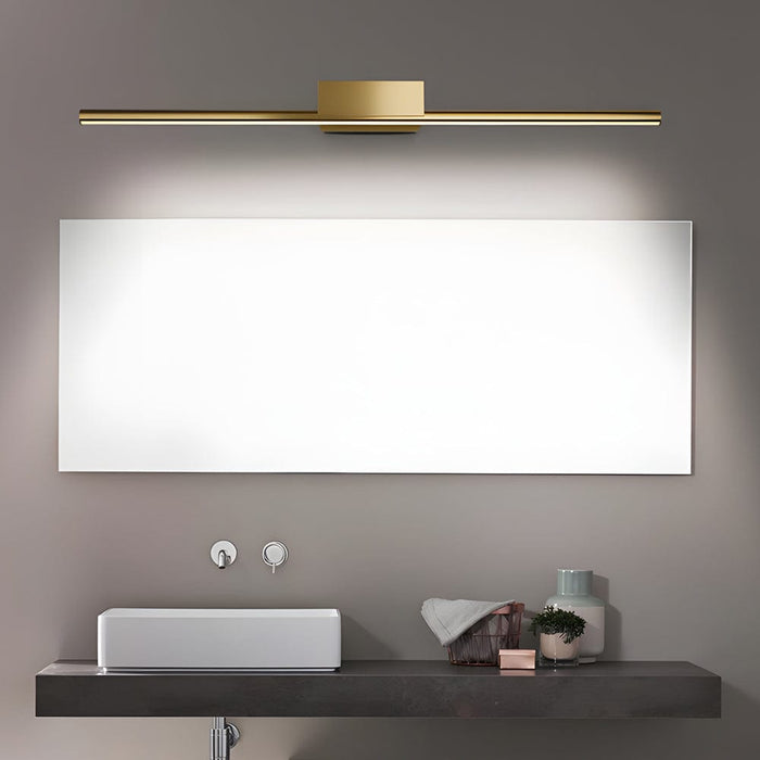 Modern 1-Light Brushed Brass Linear LED Vanity Light Bar for Bathroom. Natural Light