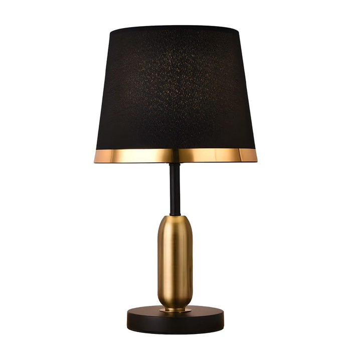 Vintage Button Switch Table Lamp with White/Black Fabric Shade