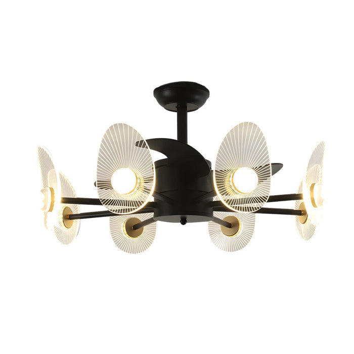 31-In Black Round Acrylic Ceiling Fan with Light and Remote. 3 Blades