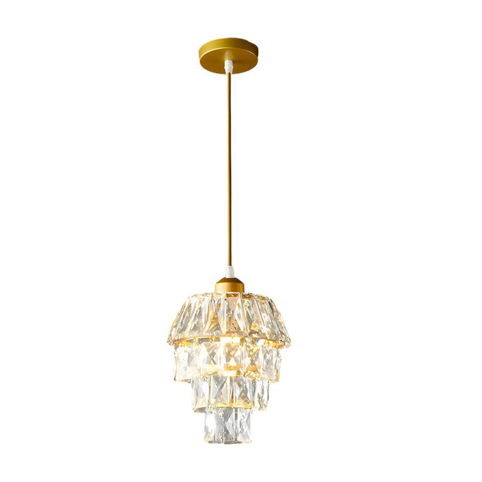 1-Light Crystal Small Pendant Light in Gold/Black Mini Chandelier