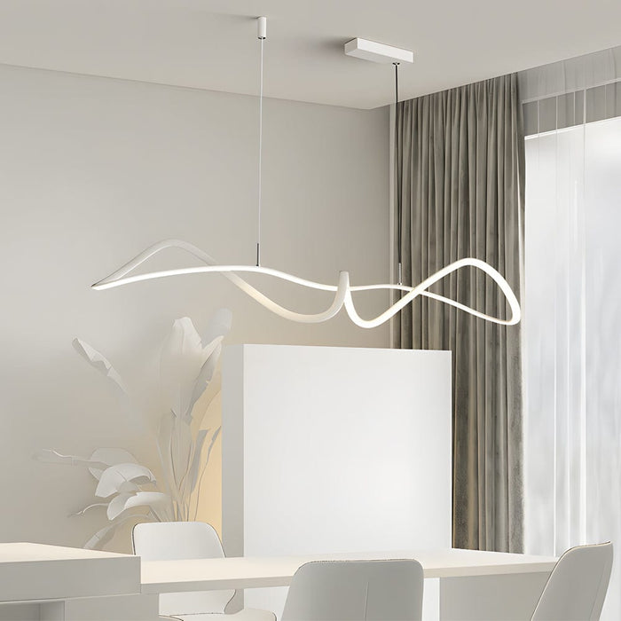 Wave Lines Dimmable with Remote LED Chandeliers Dining Room Lights
