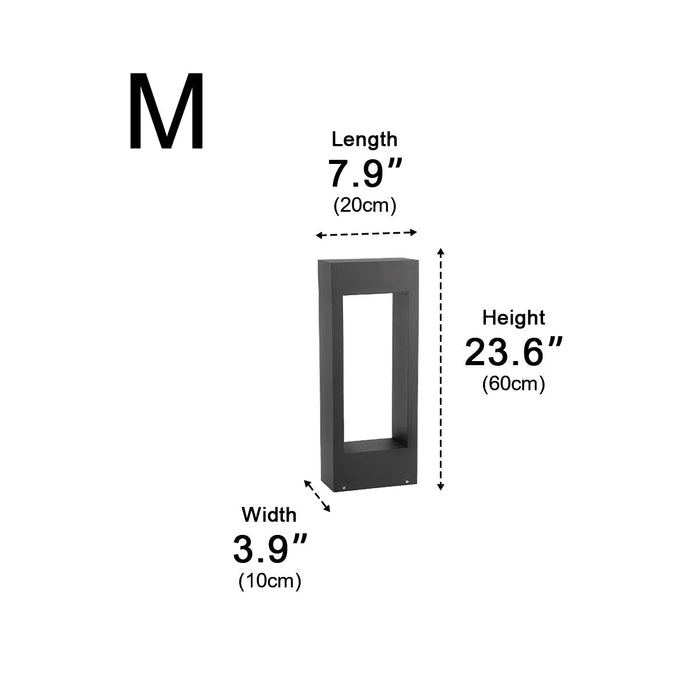Hollow Square Outdoor Lawn Light - Waterproof LED Post Light, Black Modern Garden Lamp