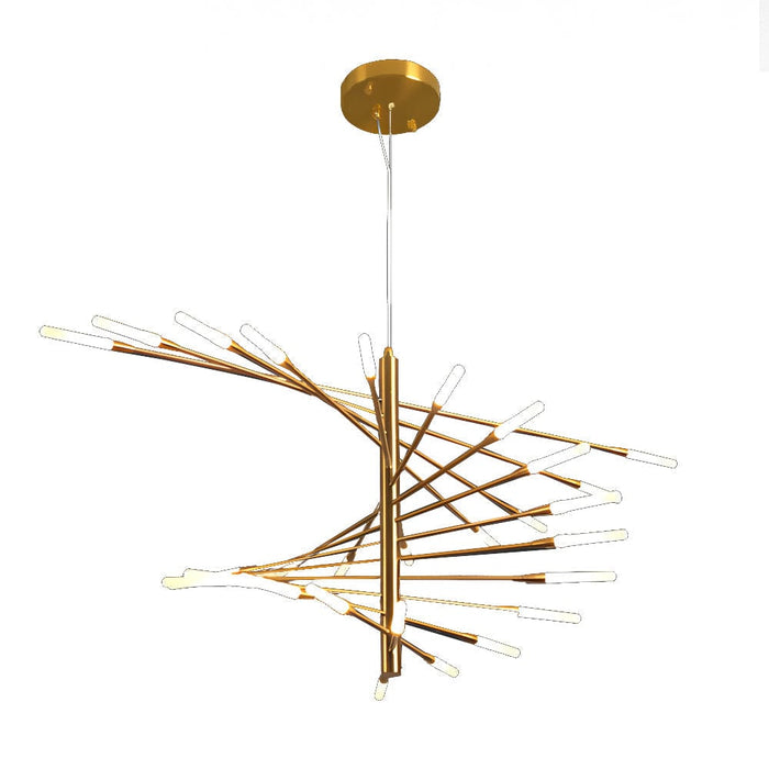 Modern Chandelier Rotating Fireworks. Black/Gold
