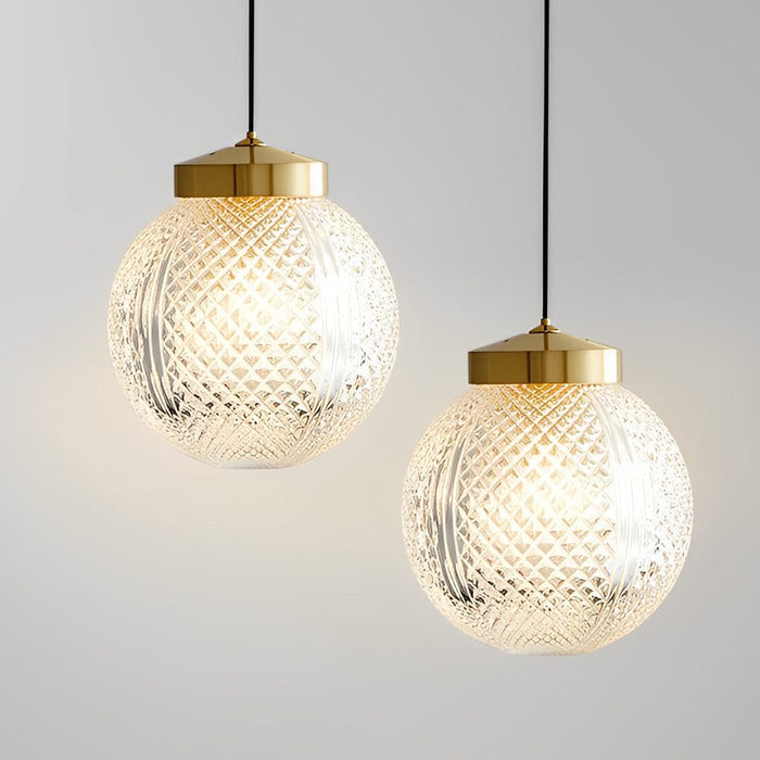 Mini Creative Pattern Round Ball Glass Brass Nordic Pendant Lights
