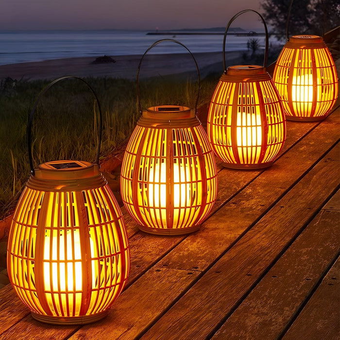 1 Pack Portable Waterproof Candle Light Outdoor Solar Lanterns